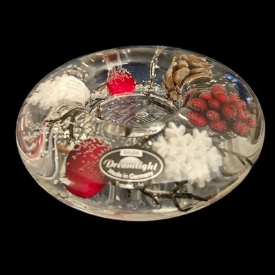 Gilde Dreamlight Glass Candle Holder Winter Pinecone Berry Germany
