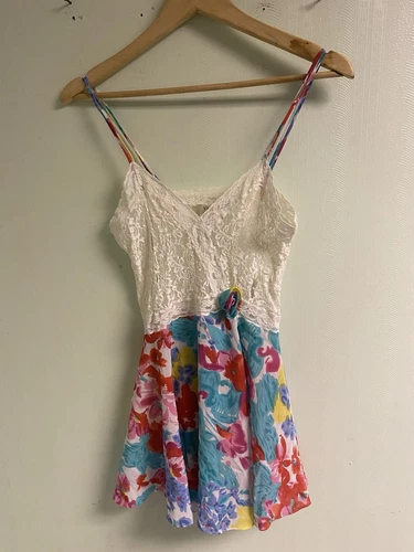 UNDERCOVER Camicia da notte vintage anni 90 Victoria’s Secret etichetta oro pizzo floreale taglia S babydoll Y2K