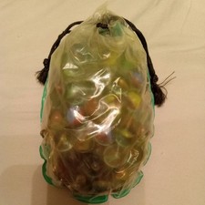 Marbles in Vintage Plastic Bag Green Unopened New 102 Tri-color Cats Eye