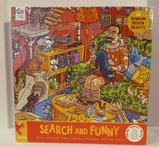 PUZZLE Ceaco CRAZY CAT GUY Search and Funny 750 pieces 18" x 24" Hidden Objects