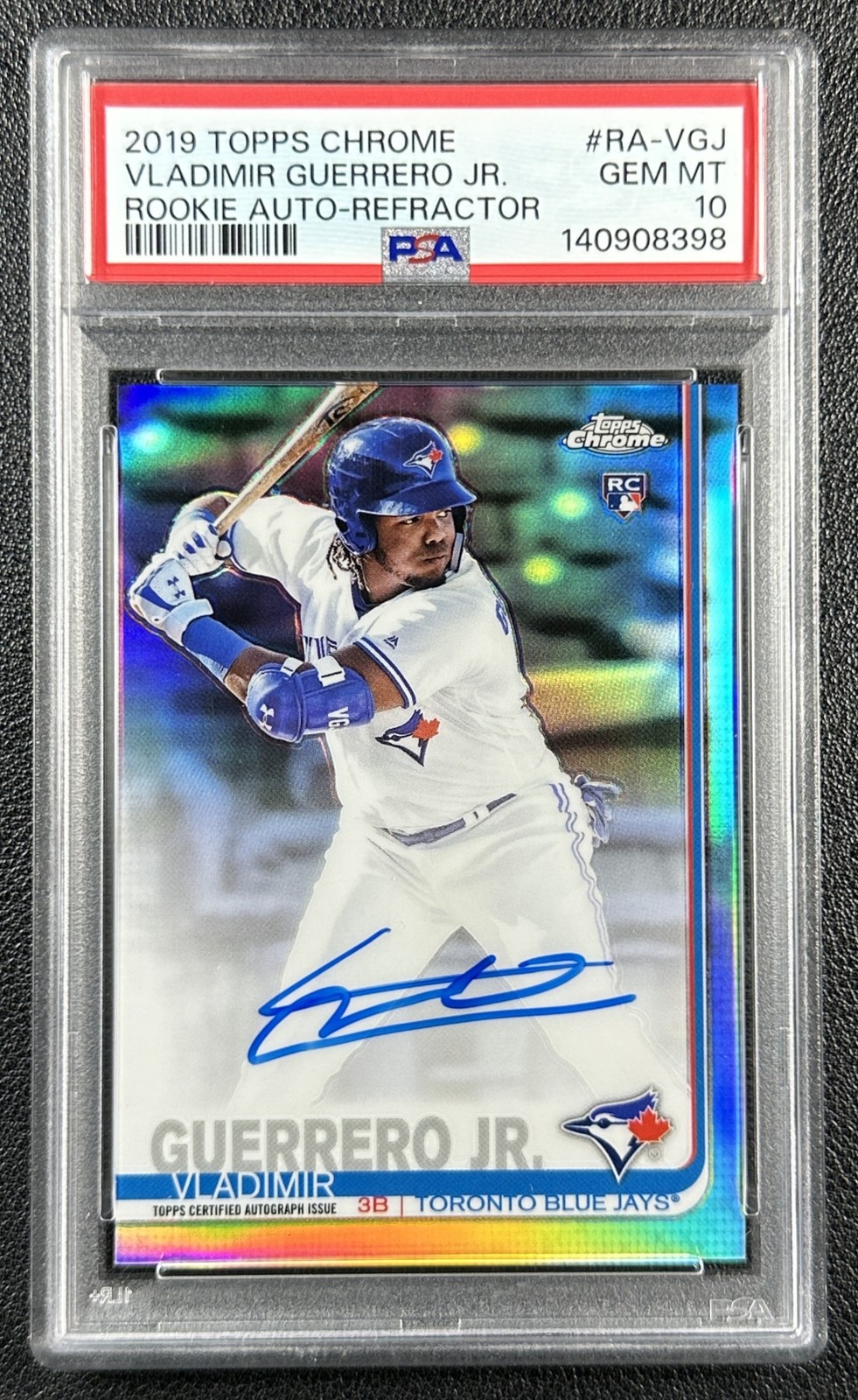 VLADIMIR GUERRERO JR. PSA 10 2019 TOPPS CHROME ROOKIE REFRACTOR AUTO RC 222/499