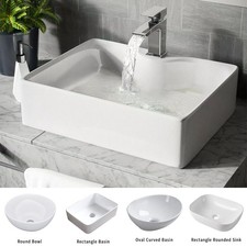 Bathroom Wash Sink Basin Counter Top Rectangular Ceramic Countertop White