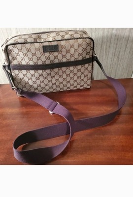 Authentic Gucci Unisex  Messenger/Crossbody Bag With Leather Trim 10x14 Nice 