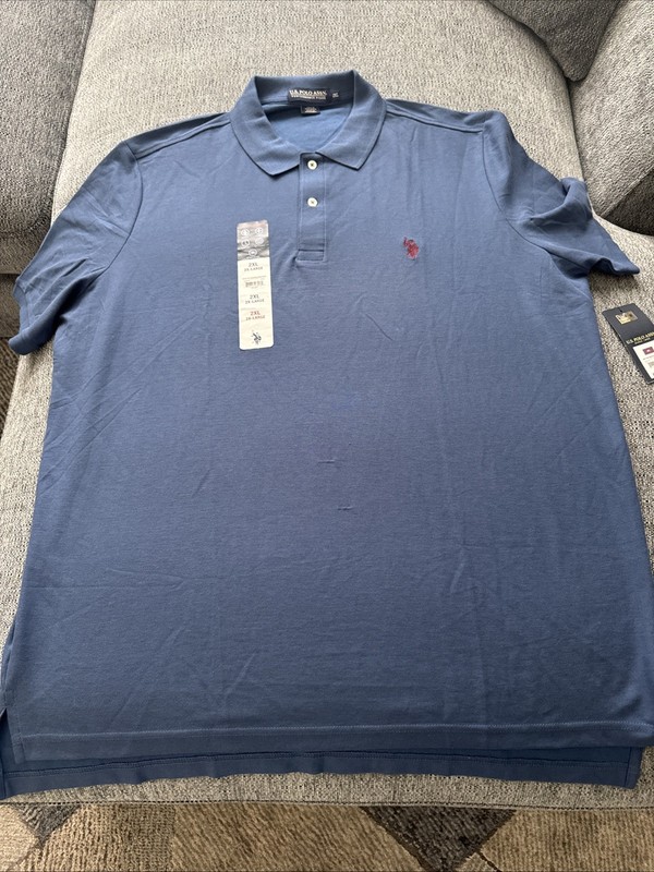 NWT Men’s 2XL US Polo Association Collard Short Sleeve Blue Polo#4067
