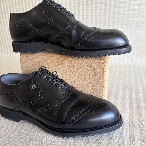 FootJoy Classics Oxford Wingtip Spikeless Golf Shoes Mens 9E Black Leather 55186 - Picture 5 of 18