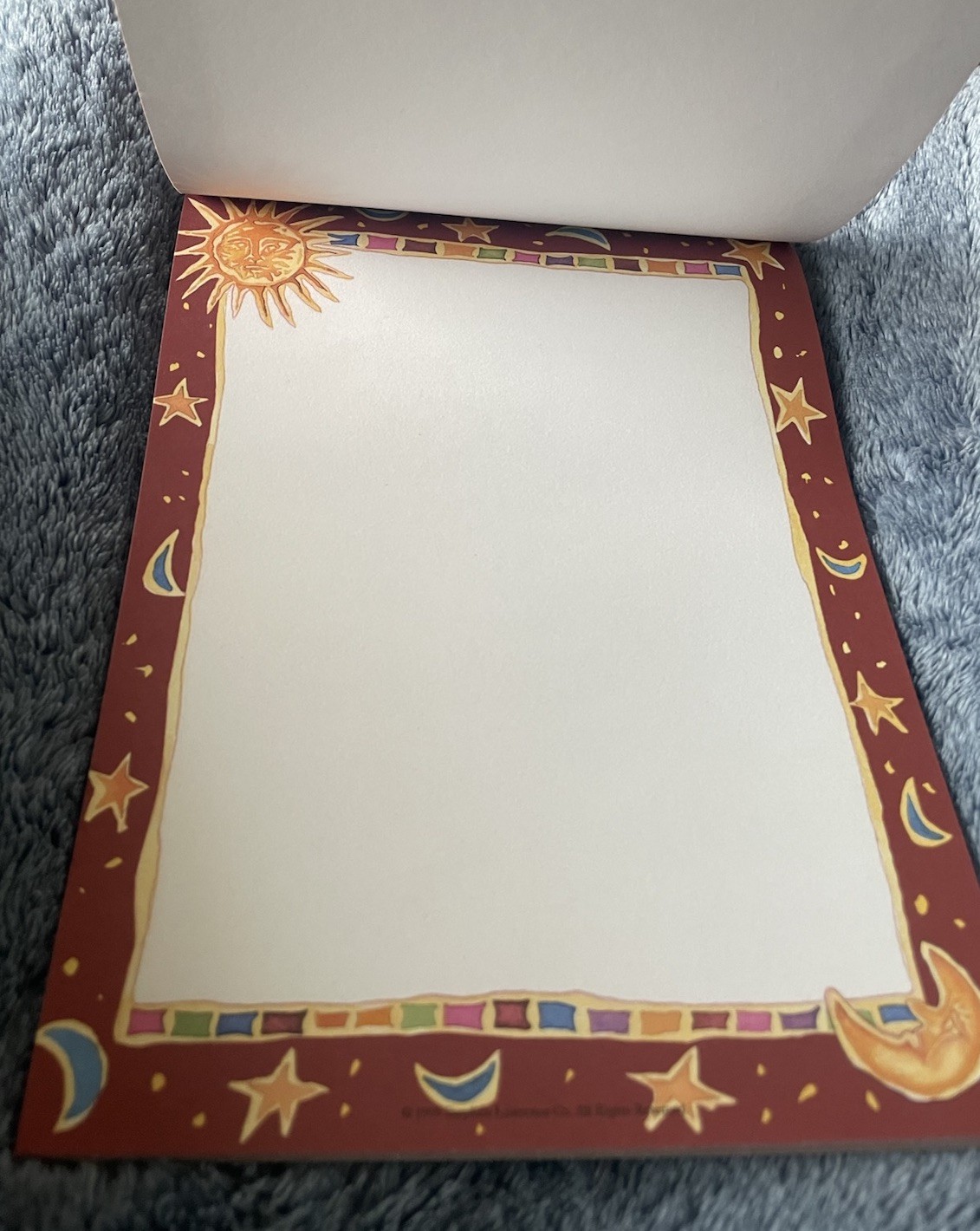 Vintage 90s Celestial Sun Moon Stars Notebook Journal Navy Blue Gold