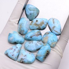11 Pcs Natural Larimar Untreated 19mm-22mm Cabochon Loose Gemstone Wholesale Lot