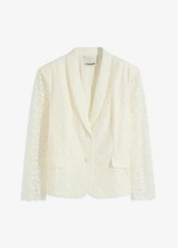 Blazer Gr. 38 Weiß Damenblazer Jacke Sakko Spitzenblazer Neu