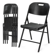 Heavy Duty Folding Chairs 4 Pack Foldable Steel Frame Indoor Outdoor Dark