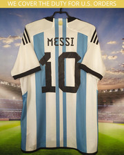 Messi Argentina Team Jersey Home Football Shirt Blue Adidas Mens Size XL