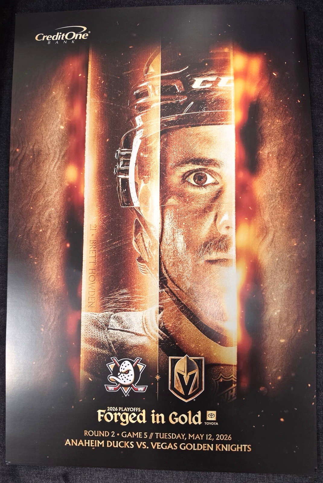 2026 NHL PLAYOFFS VEGAS GOLDEN KNIGHTS VS ANAHEIM DUCKS ROUND 2 GAME 5 POSTER