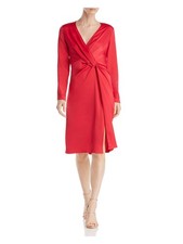 Jaygodfrey Womens Red Long Sleeve V Neck Above The Knee Evening Dress Size: 12