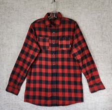 EVO Buffalo Plaid Flannel Shirt Mens Small Red Black Long Sleeve Button EUC