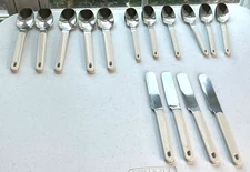 Northland Stainless Colormate Flatware with Off White  Resin Handle 16 Pc Lot