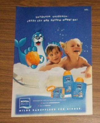 Rare Advertising Vintage NIVEA BATH CARE Bubble Bath Shampoo & Bath Conditioning Soap 1999