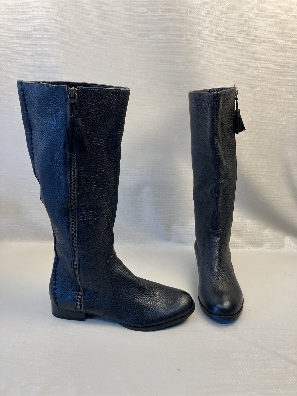 New FALCHI Greta Black Pebbled Leather Women’s Tall Boots sz 9.5 NWOB - Thumbnail 1
