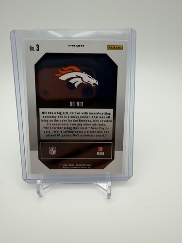 2024 Panini Prizm Bo Nix Denver Broncos Rookie Emergent Green Cracked Ice #3 - Picture 2 of 2