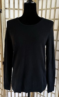Talbot s Women s 100% Cashmere Sweater Size S Black Pullover Button Accent EUC