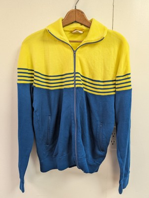 Vintage 80's ASICS Jelenk Japan Neon Yellow Blue Warm Up Track