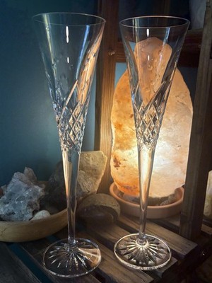 Waterford Wishes  Happy Celebrations  Toasting Champagne Flute Crystal Pair