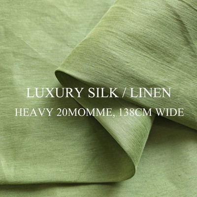 54'' Wide By Yard Green Heavy Shaped Natural Silk Linen Fabric For Dress Pants