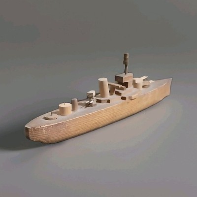 Handmade Wooden Ship Model Pre-Built Ready to Go Brown Gray Single Unit