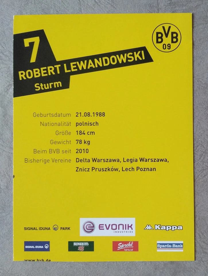 13968 Robert Lewandowski Borussia Dortmund Autogrammkarte original signiert - Bild 2 von 2