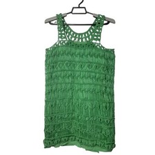 Diane von Furstenberg LIza Green Crochet Dress Sleeveless Lined Size Medium