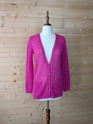 Boden Mohair Cardigan Hot Pink offen fein weich Strick Knopfleiste Frühling UK 10