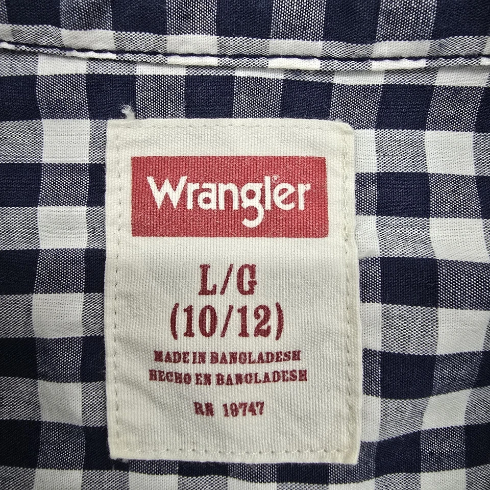 Wrangler Jungen Gingham Check Kurzarm Hemd mit Knopfleiste L Türkis - Bild 3 von 4