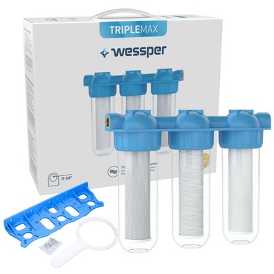10'' 3-Stufen ¾ Zoll IG Wasserfilter Vorfilter System Hauswasseranlage Brunnen