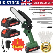 Portable Chainsaw Cordless 8+6” Electric with 2 X 4000mAh Battery & 2 X Chains