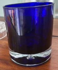 Vintage Cobalt Blue Block Stockholm Double Old Fashion Glass, Barrage