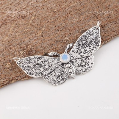 925 Sterling Silber Milky Opal Anhänger Rund Handgefertigt Oktober