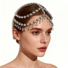 Women Head chain Crystal Droplet Tassel fashion Jewelry Metal Hair Chain 09019