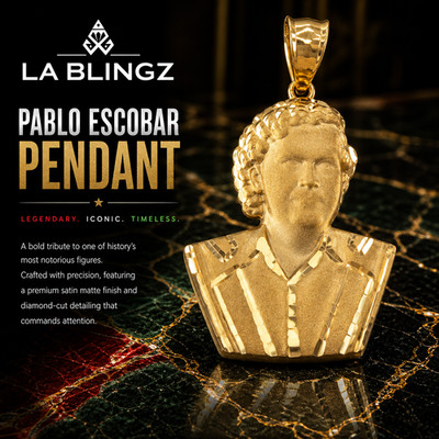 Gold El Patron Pablo Escobar Satin DC Pendant