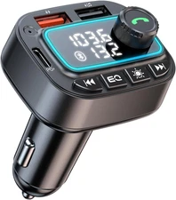 Bluetooth 5.3 FM Transmitter Car Adapter, 42W USB-C Charger, Hands-Free Calling