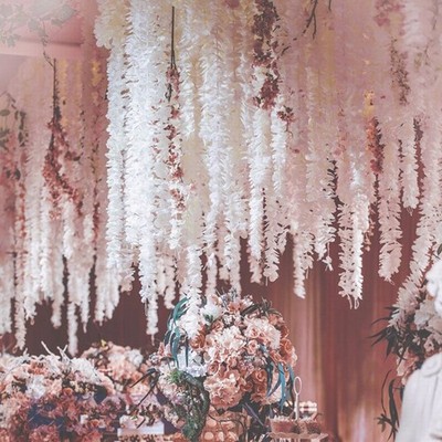 Künstliche Seide Wisteria Blume Rebe Hängende Rattan Hochzeit Heimtextilien