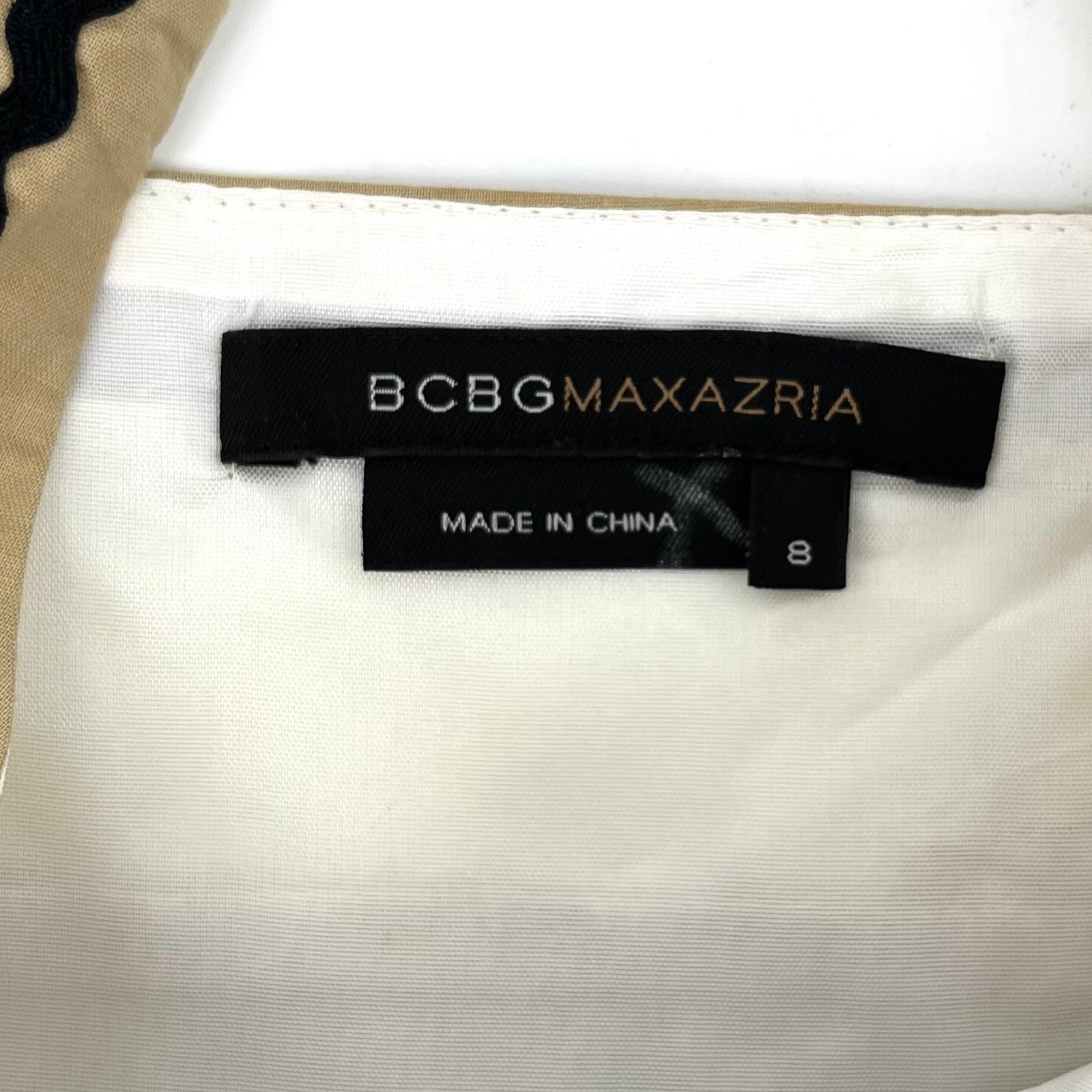 BCBGMAXAZRIA (8) brown geometric patchwork fit fl… - image 6