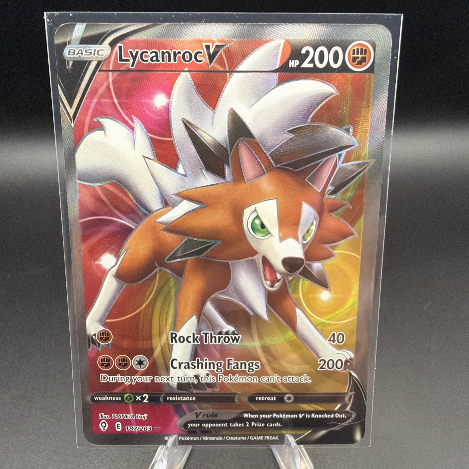 Pokémon TCG Lycanroc V Evolving Skies 187/203 Holo Ultra Rare NM