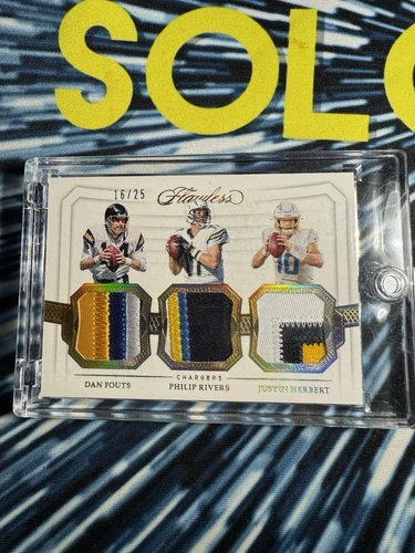 2020 Flawless Triple Patch Justin Herbert, Philip Rivers, And Dan Fouts #/25