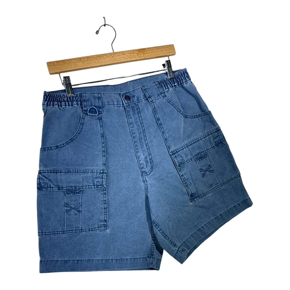 Pantalones cortos cargo vintage Hook & Tackle azules para hombre 34 Foto 3 de 4