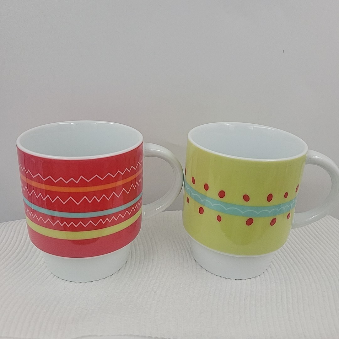 Caribou Coffee Multicolored Stackable Coffee Cup Mug 8 Oz. -