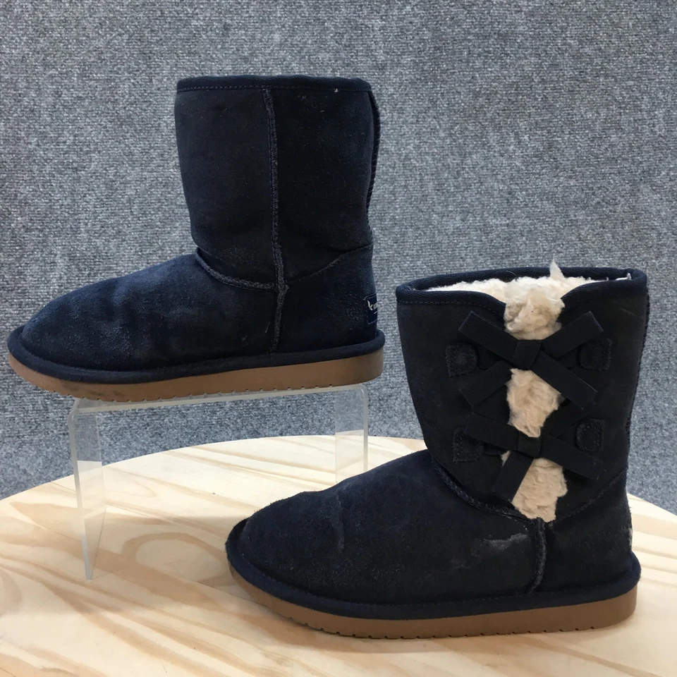 Koolaburra By UGG Boots Youth 2 Victoria Short Shearling Blue Comfort 1019372 - Image 4 of 4