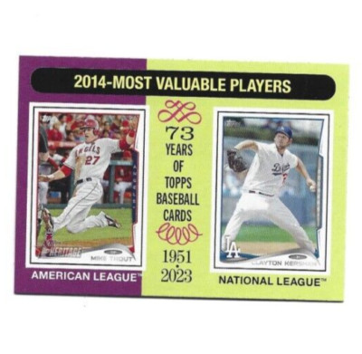 2024 Topps Heritage 2014 MVP Trout / Kershaw card