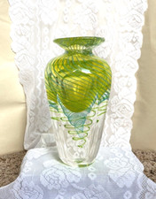NIB BEAUTIFUL MURANO YELLOW/GREEN/BLUE SOMMERSO ART GLASS VASE