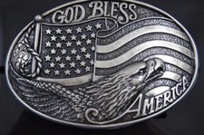 Nocona God Bless America Buckle American Flag Belt Buckle 37016