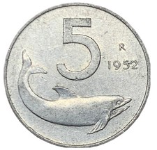 5 LIRE 1952 - DELFINO E TIMONE - REPUBBLICA ITALIANA - BB -