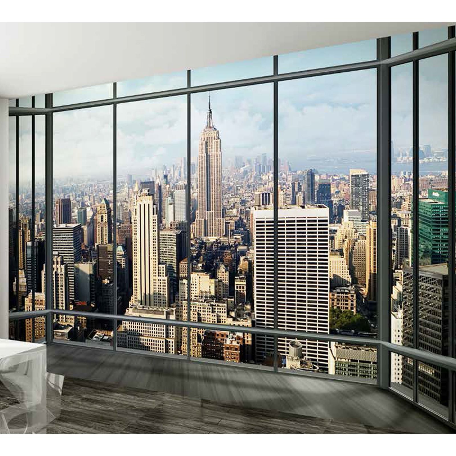 315x232cm Pared Gigante Mural Foto Papel pintado Ciudad de Nueva York Ático Vista Ventana