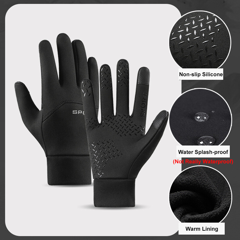 LERWAY Thermal Winter Warm Gloves, Touchscreen Gloves Windproof Water, Resistant Thermal Non-slip MTB Gloves Black For Men Women Running Driving - View #5